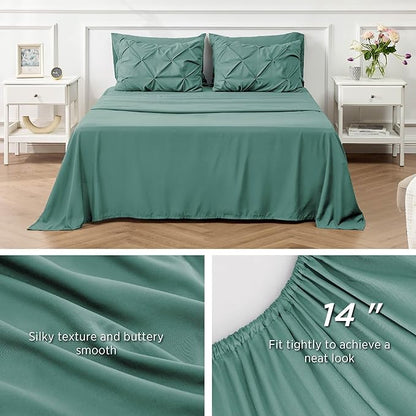 Bedsure Full Size Comforter Sets - Bedding Sets Full 7 Pieces, Bed in a Bag Bed Sets with Comforter, Sheets, Pillowcases & Shams, Adult & Kids Bedding (Graysih Green) - LeafyLoom