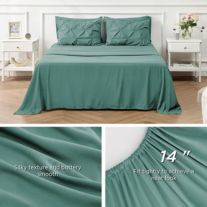 Bedsure Twin Comforter Set with Sheets - 5 Pieces Twin Bedding Sets, Twin Bed in a Bag with Comforter, Sheets, Pillowcase & Sham (Graysih Green) - LeafyLoom