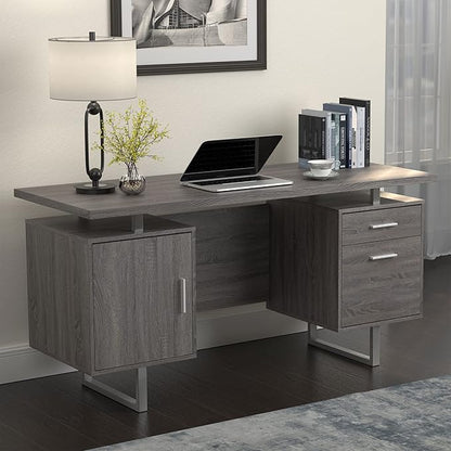 Coaster Furniture Lawtey Modern Rustic 2 Drawer Home Office Writing Desk Storage File Cabinet Silver Metal Frame Weathered Gray 800521 - LeafyLoom