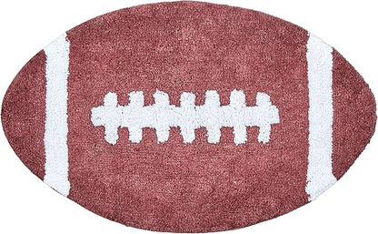 Hand Tufted Football Bedroom or Bathroom Rug – 17.75x30 in; 100% Cotton Kids Bathroom Mat; Decorative Kids Area Rug - LeafyLoom