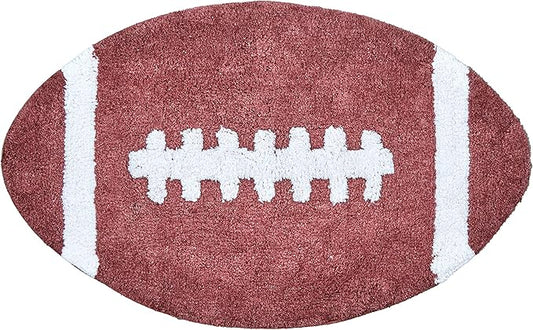 Hand Tufted Football Bedroom or Bathroom Rug – 17.75x30 in; 100% Cotton Kids Bathroom Mat; Decorative Kids Area Rug - LeafyLoom