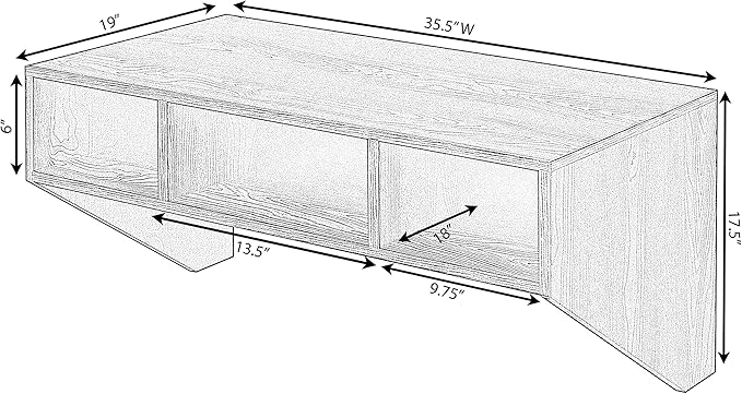 Wall Mounted Office Computer Desk with Three Compartments, Brown - LeafyLoom