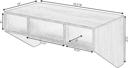 Wall Mounted Office Computer Desk with Three Compartments, Brown - LeafyLoom