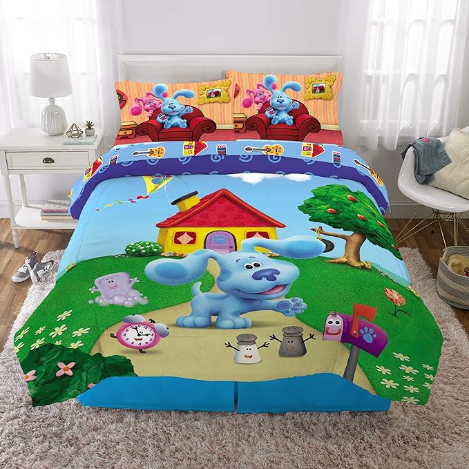 Franco Kids Bedding Super Soft Comforter and Sheet Set, 5 Piece Full Size, Blues Clues - LeafyLoom