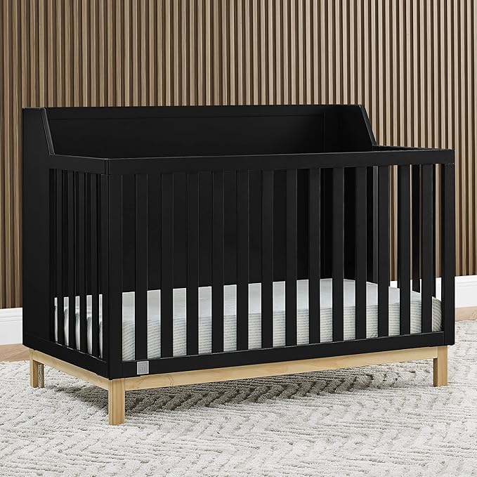 GAP babyGap Oxford 6-in-1 Convertible Crib - Greenguard Gold Certified, Ebony/Natural - LeafyLoom