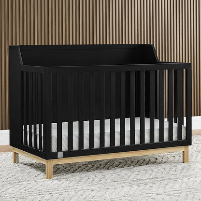 GAP babyGap Oxford 6-in-1 Convertible Crib - Greenguard Gold Certified, Ebony/Natural - LeafyLoom