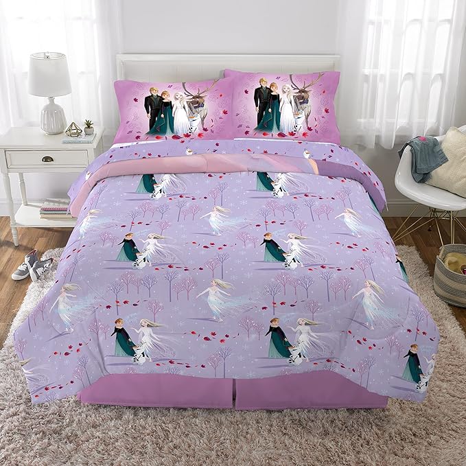 Disney Frozen 2 Kids Bedding Super Soft Comforter And Sheet Set, 5 Piece Full Size, "Official" Disney Product By Franco - LeafyLoom