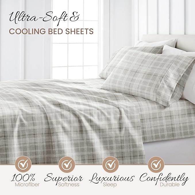 Linen Market 4 Piece California King Bedding Sheet Set (Thatch Gray) - Sleep Better Than Ever with These Ultra-Soft & Cooling Bed Sheets for Your Cal King Size Bed - Deep Pocket Fits 16" Mattress - LeafyLoom