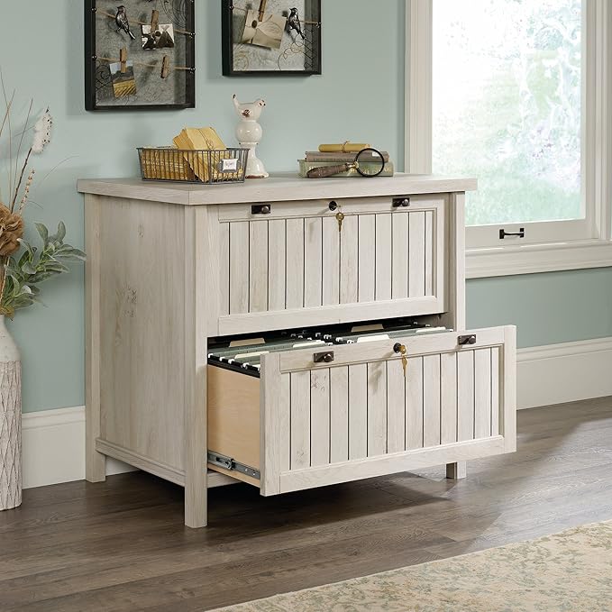 Sauder Costa Lateral File and Library Hutch Bundle, Chalked Chestnut - LeafyLoom