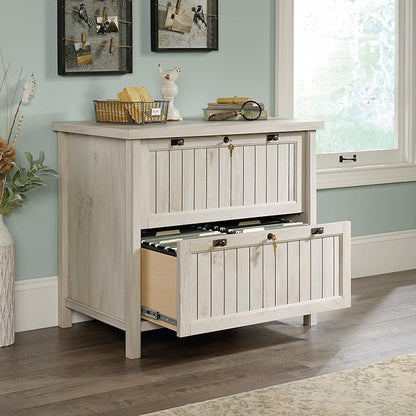 Sauder Costa Lateral File and Library Hutch Bundle, Chalked Chestnut - LeafyLoom