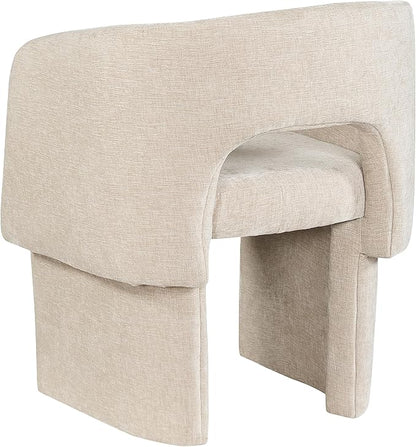 Meridian Furniture Emmet Collection Modern | Contemporary Dining Accent Chair with Rich Fabric, Steel Inner Frame, 26" W x 23.5" D x 30" H, Beige - LeafyLoom