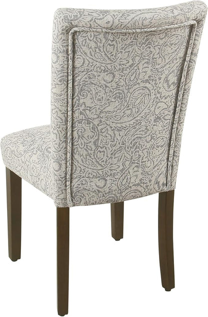 HomePop Parsons Classic Dining Room Tables and Chairs, Pack of 2, Light Grey Floral - LeafyLoom