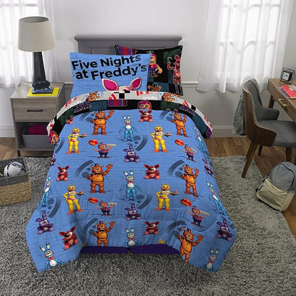 Franco Kids Bedding Super Soft Comforter and Sheet Set with Sham, 5 Piece Twin Size, Five Nights At Freddy's - LeafyLoom