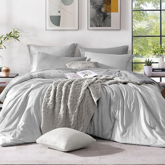 Monbix Full Size Comforter Set, Grey Bedding Comforter for Full Size Bed Set Reversible, Bedding Sets Full 7 Pieces, Cationic Dyeing Bed in a Bag with Comforter, Sheets, Pillowcases & Shams - LeafyLoom