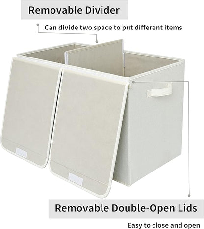 GRANNY SAYS Large Storage Bins with Lids, Foldable Storage Chest with Handles, Stuffed Animal Storage for Playroom, Living Room, Pearl White - LeafyLoom