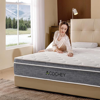 King Mattress in a Box,10 Inch King Mattresses,Gel Memory Foam Medium Firm Grey Hyrid Mattress,Quality Comfort and Adaptive Support Breathable Cooling King Mattress,CertiPUR-US. - LeafyLoom