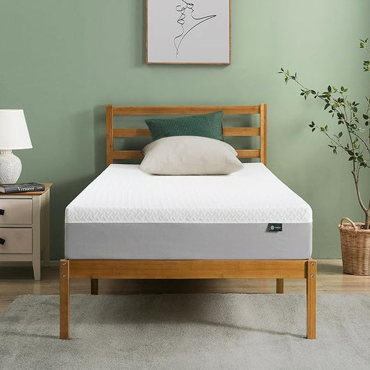 ZINUS 10 Inch Green Tea Essential Memory Foam Mattress [New Version], Twin, Fiberglass Free, Medium Feel, Breathable Airflow Memory Foam, Certified Safe Foams & Fabric, Mattress in A Box - LeafyLoom