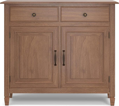 SIMPLIHOME Connaught Solid Wood 40 Inch Wide Traditional Entryway Storage Cabinet in Medium Saddle Brown, for The Living Room, Entryway and Family Room - LeafyLoom