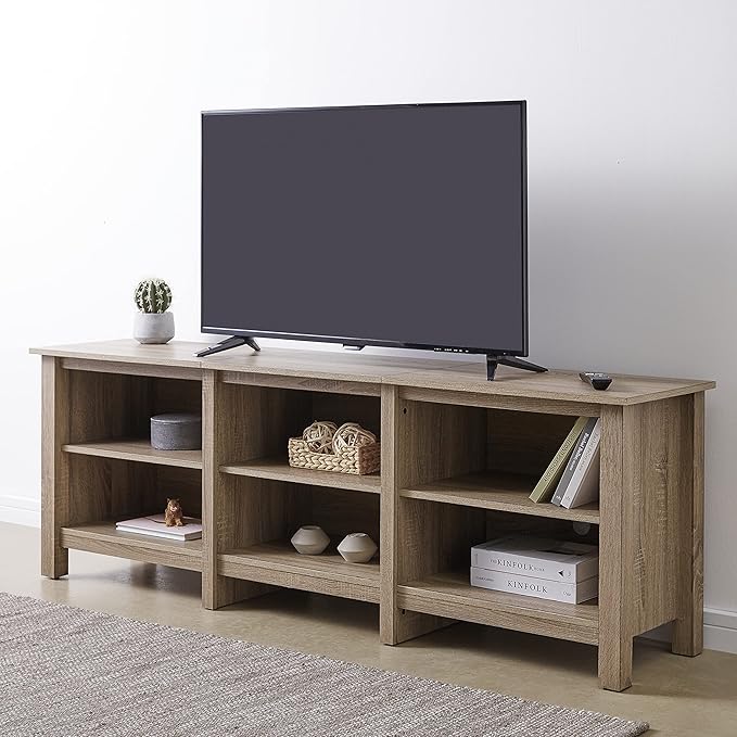 ROCKPOINT 70inch TV Stand Storage Media Console Entertainment Center,Driftwood - LeafyLoom