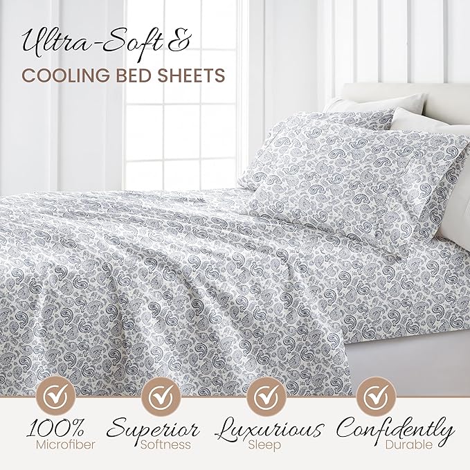 Linen Market 4 Piece California King Bedding Sheet Set (Navy Floral) - Sleep Better Than Ever with These Ultra-Soft & Cooling Bed Sheets for Your Cal King Size Bed - Deep Pocket Fits 16" Mattress - LeafyLoom