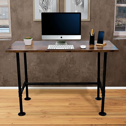 Industrial Pipe Desk Work From Home Set Up, Rustic Industrial Desk Home, Rustic Pipe Table With Industrial Pipe Desk Industrial Computer Desk Workstation Metal Industrial Desk Style Modern Study Desk - LeafyLoom