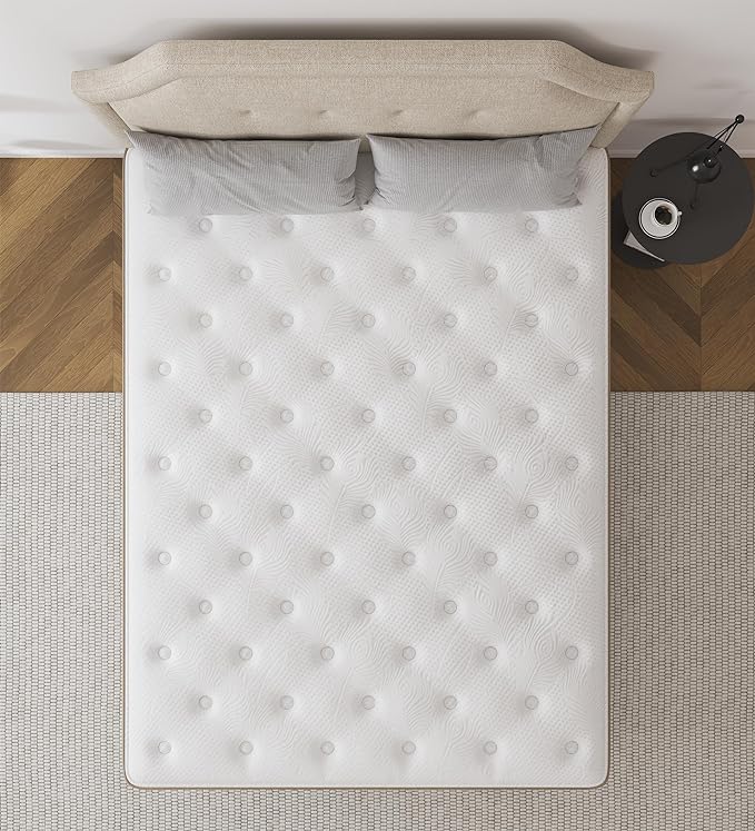 Queen Size Mattress,10 Inch Memory Foam Hybrid White Queen Mattresses in a Box,Individual Pocket Spring Breathable Comfortable for Sleep Supportive and Pressure Relief, CertiPUR-US. - LeafyLoom