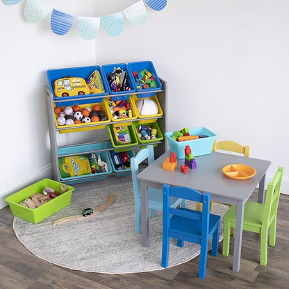 Humble Crew Toy Storage Organizer, Grey/Blue/Green/Yellow 34x11x31 inches,12x9x6 inches,16xx12x6 inches - LeafyLoom