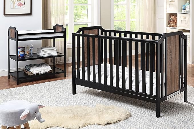 Suite Bebe Brees Convertible Island Crib in Black & Vintage Walnut - LeafyLoom