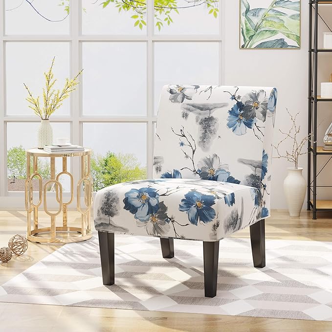 Christopher Knight Home Kendal Traditional Fabric Accent Chair, Print, Matte Black, 22.5D x 29.5W x 32H in - LeafyLoom