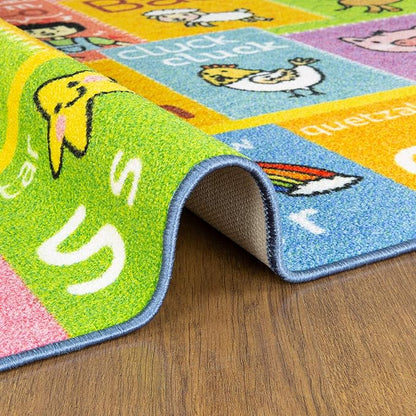 KC Cubs Kids Rug, Baby Play Mat ABC Alphabet with Animals Old MacDonald Educational Learning Game Play Area Non Slip Baby Girl & Boy Carpet for Children Bedroom Toddler Playroom Floor Mat Nursery Rug - LeafyLoom