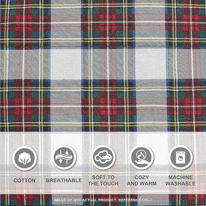 Comfort Spaces Cotton Flannel Breathable Warm Deep Pocket Sheets with Pillow Case Bedding, Queen, Red Plaid Scottish Plaid 4 Piece - LeafyLoom