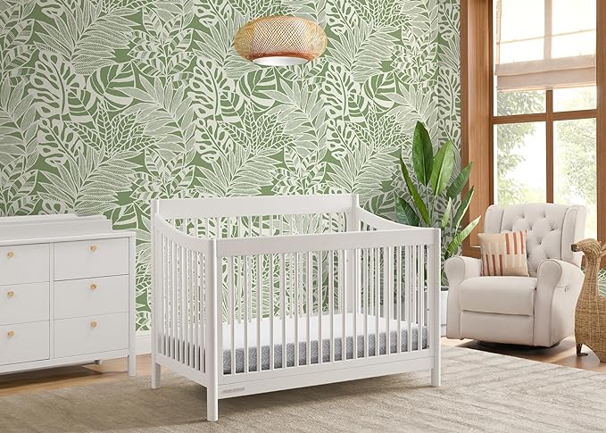 Delta Children Brooks 6-in-1 Convertible Crib - Greenguard Gold Certified, Bianca White - LeafyLoom