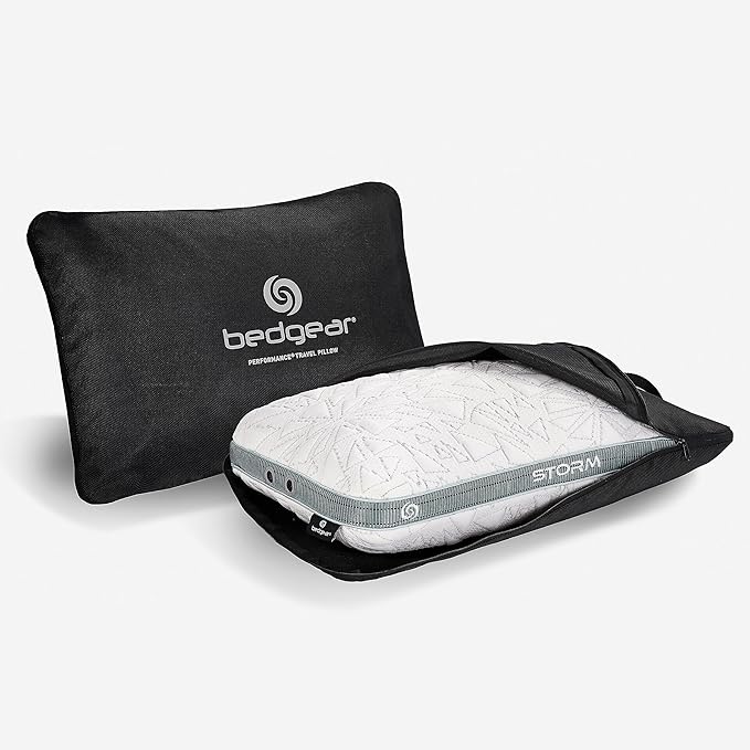 Bedgear Storm Performance Pillow - Travel Size - Cooling Bed Pillow for Hot Sleepers - Medium-Firm Pillow for All Sleep Positions, Hypoallergenic, Washable & Removable Cover - LeafyLoom