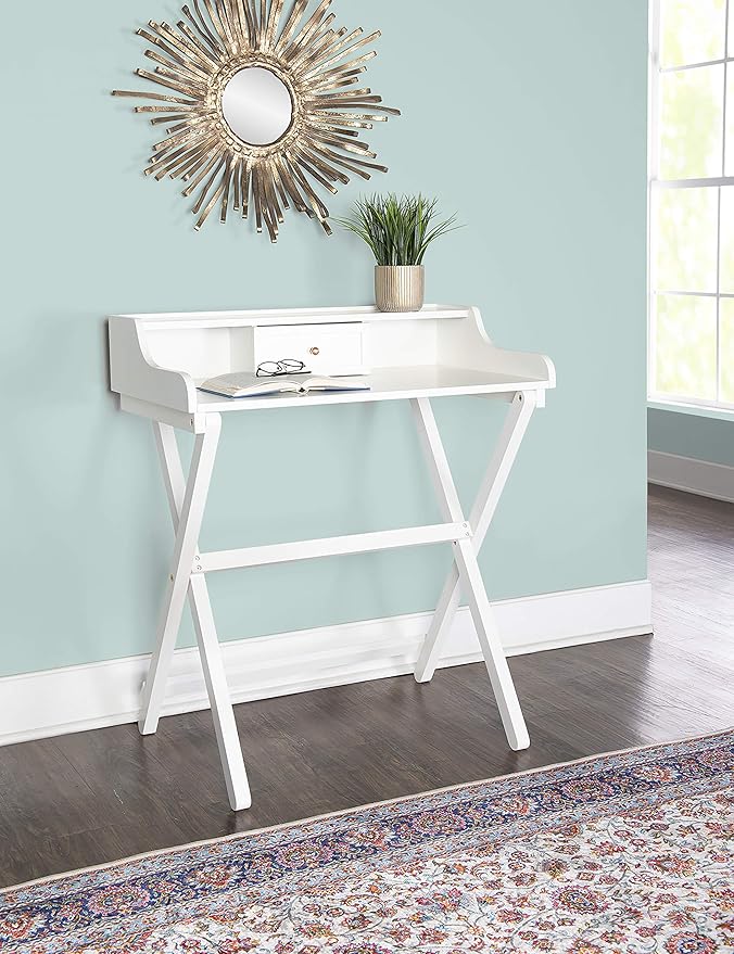 Linon Home Décor Mable White Folding Desk - LeafyLoom