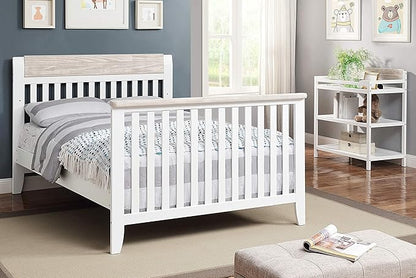 Suite Bebe Hayes 4 in 1 Convertible Crib, White and Wire Brushed Wood - LeafyLoom