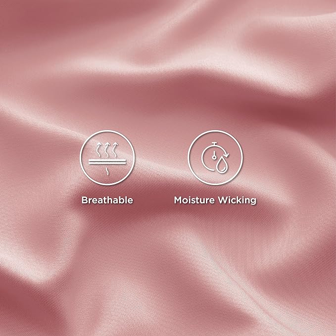 Bedsure Full Size Sheets, Cooling Sheets Full, Rayon Derived from Bamboo, Deep Pocket Up to 16", Breathable & Soft Bed Sheets, Hotel Luxury Silky Bedding Sheets & Pillowcases, Blush Pink - LeafyLoom