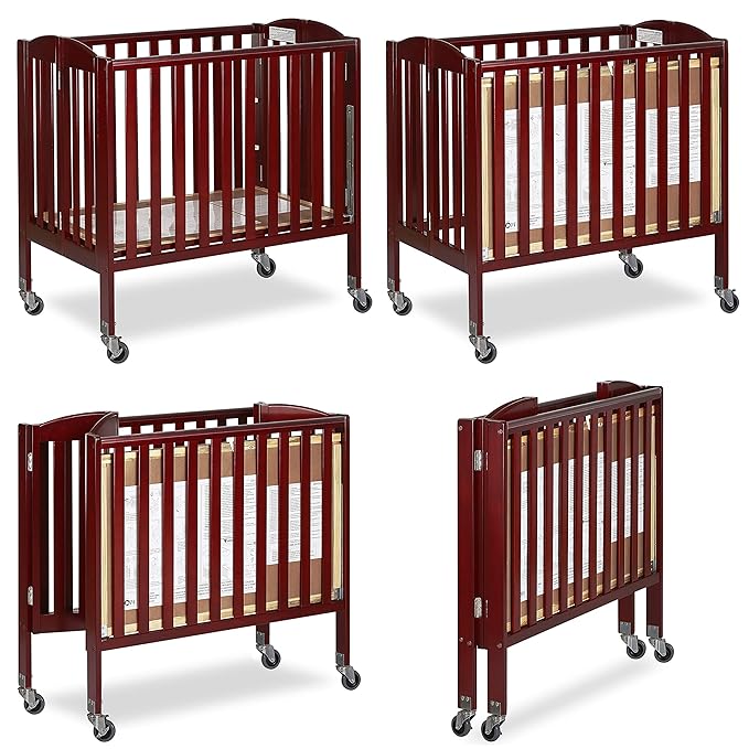 3-in-1 Folding Portable Crib, Cherry, Large - LeafyLoom