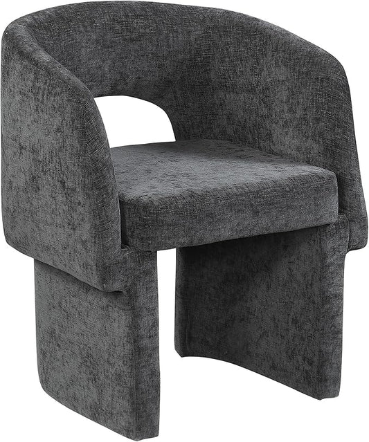 Meridian Furniture Emmet Collection Modern | Contemporary Dining Accent Chair with Rich Fabric, Steel Inner Frame, 26" W x 23.5" D x 30" H, Black - LeafyLoom