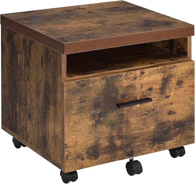 Acme Bob 1-Drawer Wooden File Cabinet in Weathered Oak - LeafyLoom