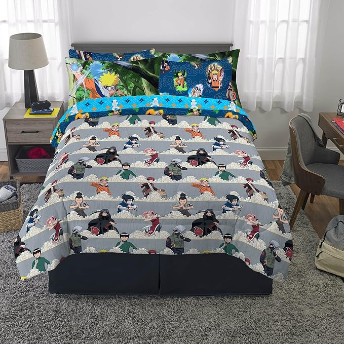 Naruto Anime Bedding Super Soft Comforter and Sheet Set with Sham, 7 Piece Full Size, By Franco - LeafyLoom