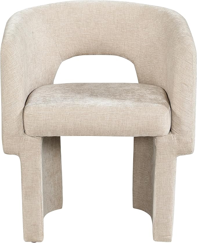 Meridian Furniture Emmet Collection Modern | Contemporary Dining Accent Chair with Rich Fabric, Steel Inner Frame, 26" W x 23.5" D x 30" H, Beige - LeafyLoom