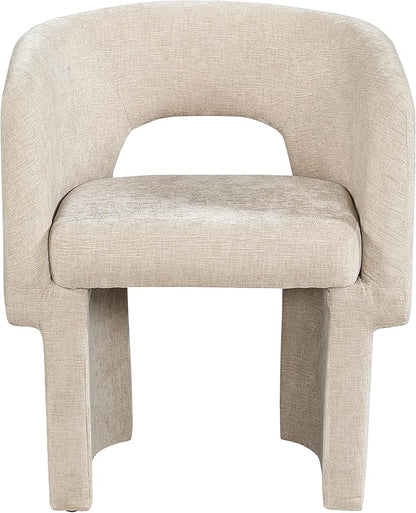 Meridian Furniture Emmet Collection Modern | Contemporary Dining Accent Chair with Rich Fabric, Steel Inner Frame, 26" W x 23.5" D x 30" H, Beige - LeafyLoom