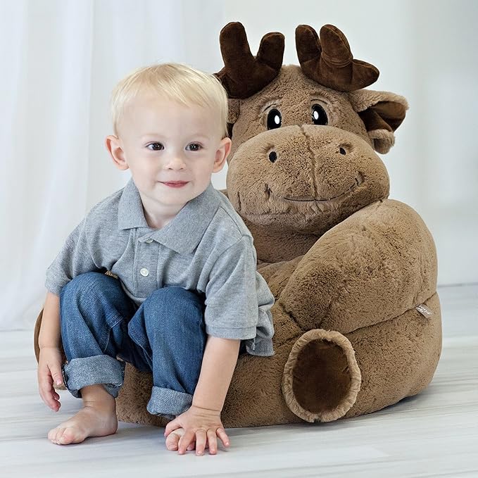 Trend Lab Moose Toddler Chair Plush Character Kids Chair Comfy Furniture Pillow Chair for Boys and Girls, 21 x 19 x 19 inches - LeafyLoom