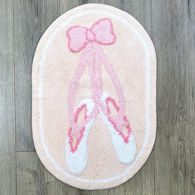 Hand Tufted Ballerina Bedroom or Bathroom Rug - 30x20 in; 100% Cotton Kids Bathroom Mat; Decorative Kids Area Rug - LeafyLoom