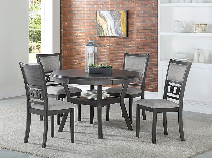 New Classic Furniture Gia Dining Chair (Set of Four), Light Gray Fabric Upholstered Seat & Back Rest, Gray - LeafyLoom