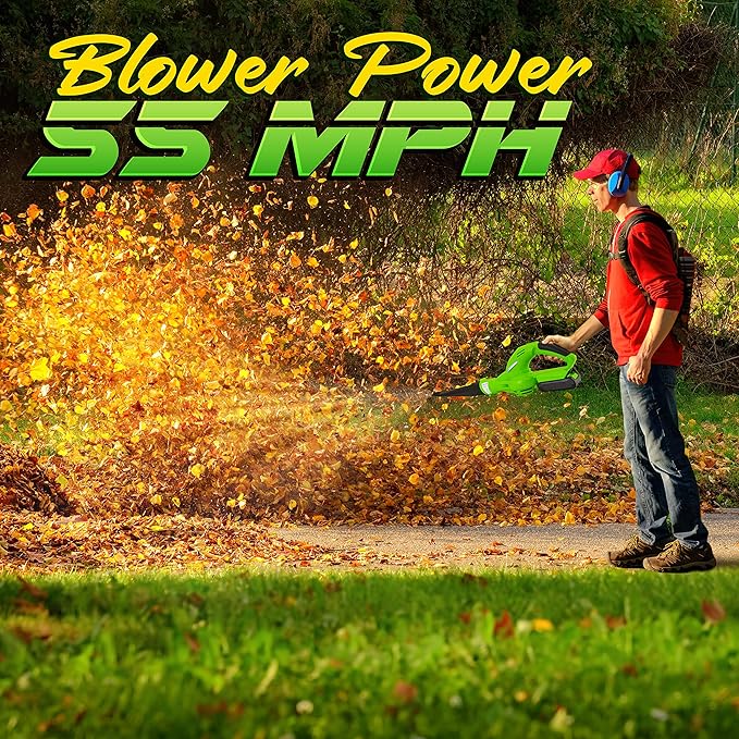 Serenlife Lightweight Cordless Leaf Blower - 18V, 55 MPH Air Speed - Perfect for Decks, Gutter Cleaning, Snow & Small Yards - Rechargeable Battery & Charger Included - Charge Time 4 Hours - Only 5 lbs - LeafyLoom