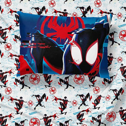 Marvel Spiderman Across The Spider-Verse Glitch 5 Piece Twin Size Bed Set - includes Comforter & Sheet Set Bedding - Super Soft Fade Resistant Microfiber (Official Product) - LeafyLoom