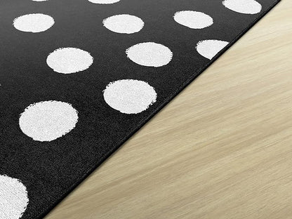 Flagship Carpets Schoolgirl Style Picasso Painted Dots Classroom Area Rug for Indoor Classroom Learning or Kid Bedroom Educational Play Mat, 5'x7'6", Black - LeafyLoom