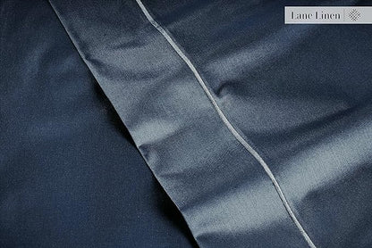 LANE LINEN 100% Egyptian Cotton Bed Sheets - 1000 Thread Count 4-Piece King Sheets Set, Long Staple Cotton Bedding Sheets, Sateen Weave, Luxury Hotel Sheets, Fits Upto 16" Mattress - Estate Blue - LeafyLoom