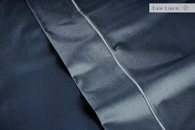 LANE LINEN Luxury 100% Egyptian Cotton Bed Sheets - 1000 Thread Count 4-Piece Full Sheets Set, Long Staple Cotton Bedding Sheets, Sateen Weave, Hotel Sheets, Fits Upto 16" Mattress - Estate Blue - LeafyLoom